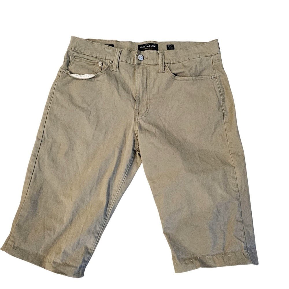 Lucky Brand Shorts Mens 34 Beige Denim Bermuda 121 Slim 5-Pocket Casual Summer